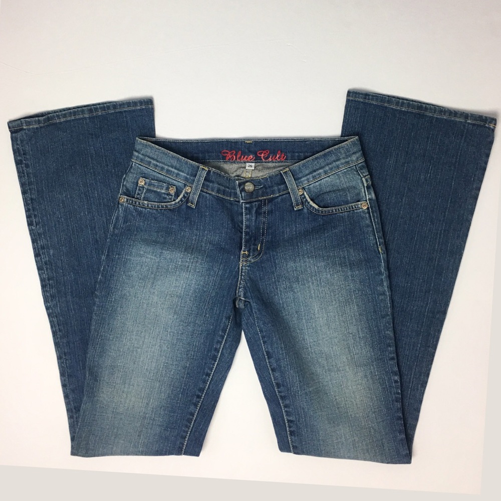 Blue Cult Distressed Denim Flare Leg Jeans